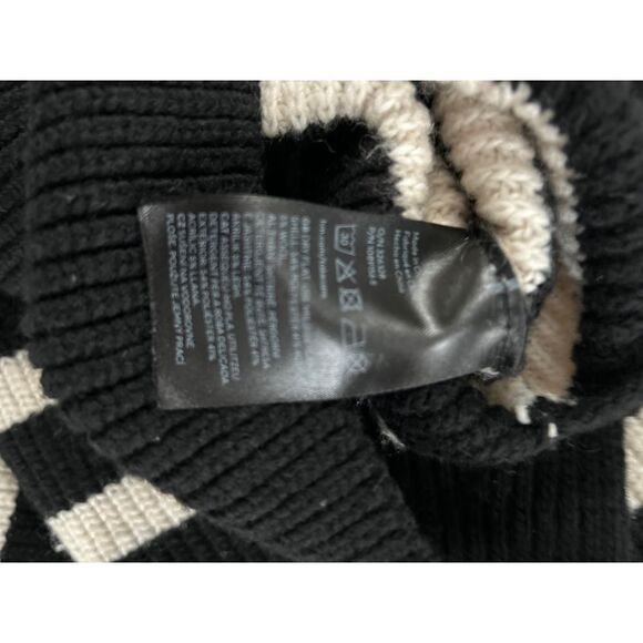 HM Chunky Knit Striped QuarterZip Sweater Black & White Nautical Ribbed Pullover - Picture 6 of 6